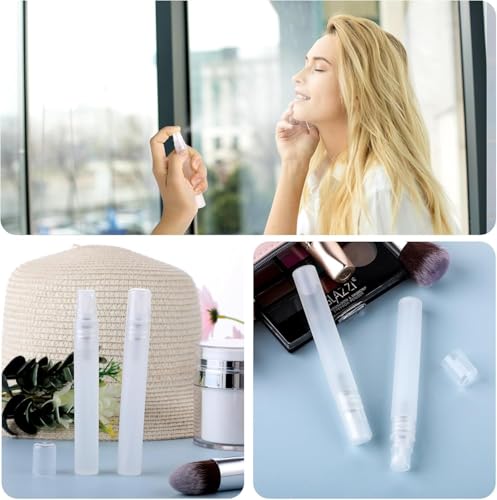 Image of Plastic Mini Spray Bottle, 10 ml Spray Bottle Empty, Fine Mist Refillable Mini Perfume Bottle, Perfume Atomizer, Small Sample Containers, Plastic Portable Travel Bottle, Clear (Pack 5,)