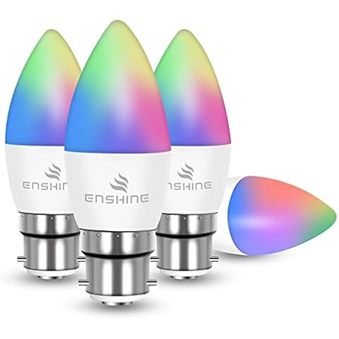 Enshine Smart Candle Bulb, B22 WiFi Light Bulbs LED Colour Changing and Tunable White, Bayonet C37,Compatible with Alexa and Google Home, 5W(40W), RGBCW, 470 Lumens, No Hub Required(Pack of 4) Cover