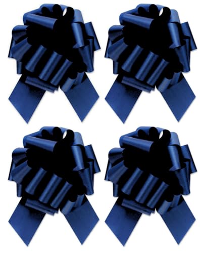 Lazos grandes para envolver regalos y cintas XL azul marino de 8 pulgadas de ancho