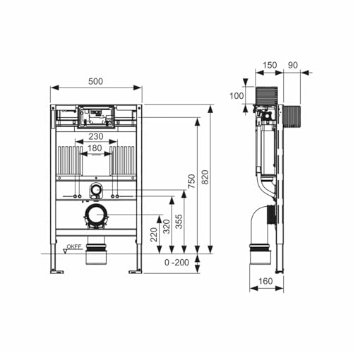 TECEprofil WC-Modul mit Uni-Spülkasten, Bauhöhe 820mm, 9300301 – Bild 3