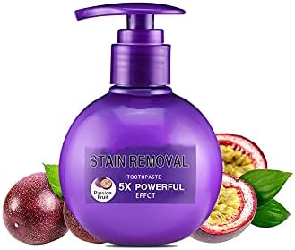 1/2Pcs Stain Removal Whitening Toothpaste Strong Cleaning Power Natural Stain Remover Fluoride-Free Toothpaste, More Hygienic and Durable Pump Design, Fresh Breath Oral Care (Passion Fruit)