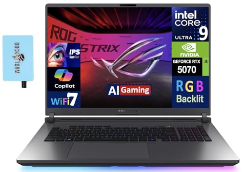 Image of ASUS ROG Strix G18 AI Gaming Laptop 18 inch 2.5K Nebula Display (Intel Ultra 9-275HX, GeForce RTX 5070 8GB, 64GB DDR5, 1TB PCIe SSD, RGB KB, Thunderbolt 4, Win 11 Home) w /DKZ USB Port Expander