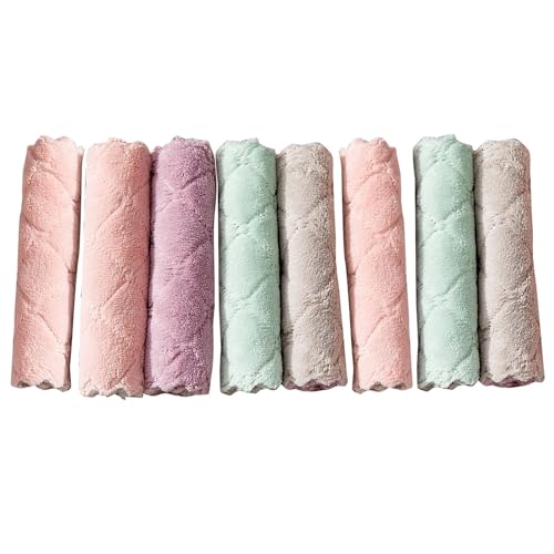 Paños de limpieza de coche gruesos para cocina, hogar, terciopelo coral, sin pelo, sin aceite, absorbente, de dos colores, 8 paños grandes (camuflaje, talla única)
