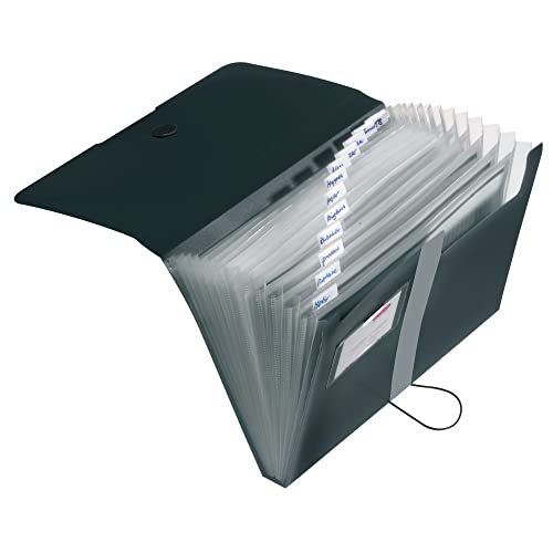 Herlitz 11208394 Fächermappe A4 PP 12 Fächer schwarz (Single)