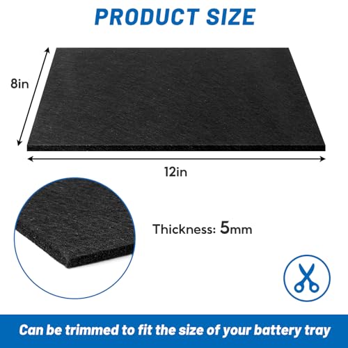 4 Pcs Battery Protector Mat, 8 X 12 Inches Battery Acid Absorber Mat, Anti Shock and Corrosion Mat for Battery, Anti Vibration Pads for Rvs, Cars, Boats and Trucks (4)