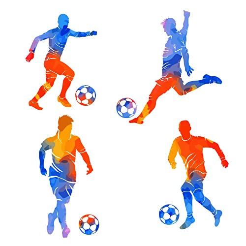 PLIGREAT Lot de 8 autocollants muraux en vinyle coloré avec silhouette de joueur de football pour les amateurs de football, chambre de garçon, salle de sport,...