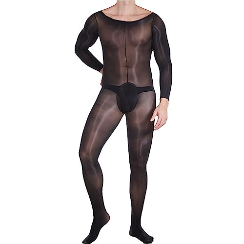 HTRUIYATY Herren Glänzende Bodystocking 8D Ganzkörperstrumpfhose Men Jumpsuit Elastische und stylische Bodysuit