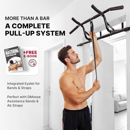 DMoose Pull Up Bar for Doorway - Chin Up Bar with No Screwing & No Slipping Hanging Bar with Padded Handles for Strength Training, Door Frame Pullup Bar with Installation Guide (Black) - image 9
