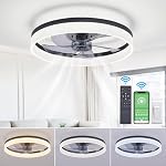 20" Eventail de plafond à profil bas moderne avec lumière et télécommande, 6 Ventilateur de plafond de montage de vitesse avec lumière, ventilateur de plafond sans lame avec lumière