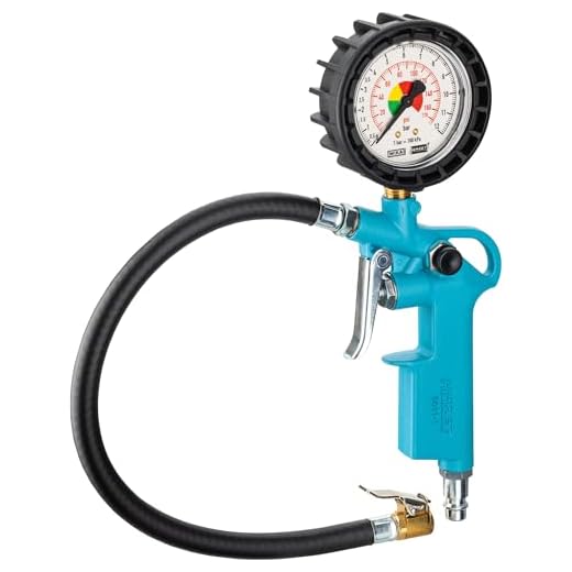 HAZET Reifenfüll-Messgerät 9041-1 | Manometer-Messbereich: 0-12 bar, Schlauchlänge: 400 mm, Manometer-Durchmesser: 63 mm | Reifendruck-Prüfer für Auto, Motorrad, Lkw uvm.