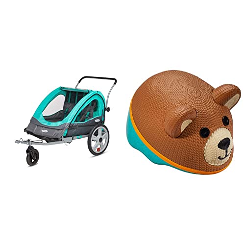 %8 OFF! Instep Quick-N-EZ Double Tow Behind Bike Trailer, Converts to Stroller/Jogger, Teal & Schwin...