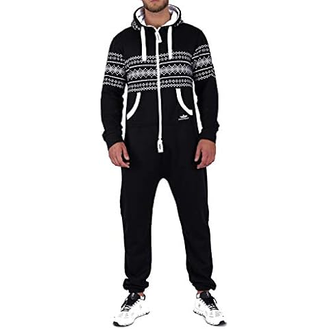 Finchman Aztec Pattern Men's Jumpsuit Overall FM117 Jogging Training Suit, Black (black 02), XXL Cover