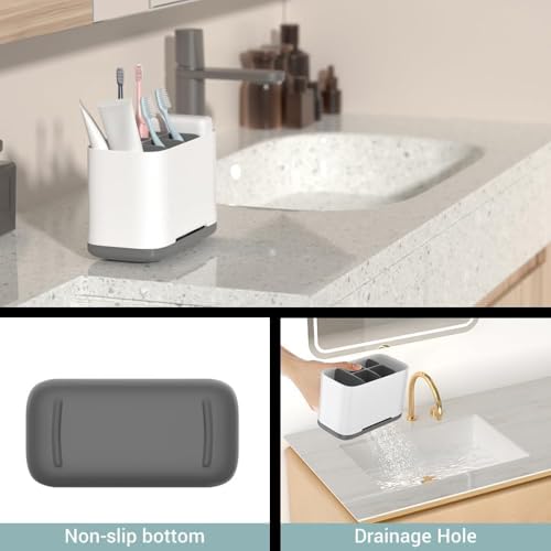 Image of STEFFAN Toothbrush Holders for Bathroom - Durable and Sturdy Brush Holder, Multipurpose Brush Holder for Bathroom Wall - Perfect for Home Use (Grey)
