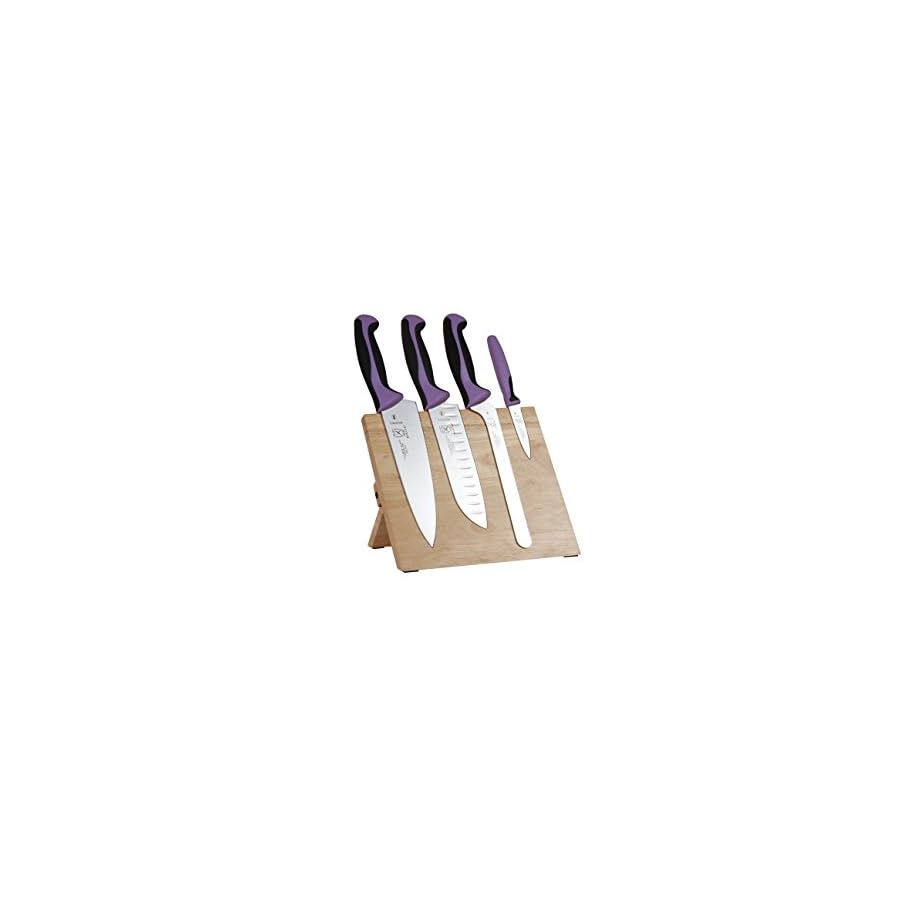 Mercer Culinary Millennia Colors 5-Piece Magnetic Board Set with Purple Handles, Rubberwood, 5 x 15 x 15 inches