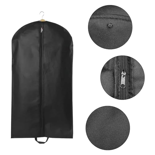 Pumuky 60 x 120cm Kleidersack, Lange Kleidersack, Anzug mit Tragegriff Aufbewahrung Kleiderhülle, Atmungsaktive Anzugtasche für Sakkos Hemden Abendkleider Anzugsack (Schwarz)