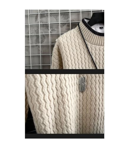 Pull chaud pour homme en maille géométrique à rayures vintage
