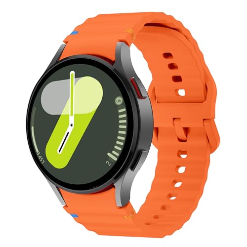 Image of Compatible with Samsung Galaxy Watch 7 Strap No Gap Sport Silicone Watch Band for Galaxy Watch 6 5 4 40mm 44mm Galaxy Watch 6 Classic 43mm 47mm,Watch 5 Pro,Watch 4 Classic Strap 42mm 46mm (Orange)