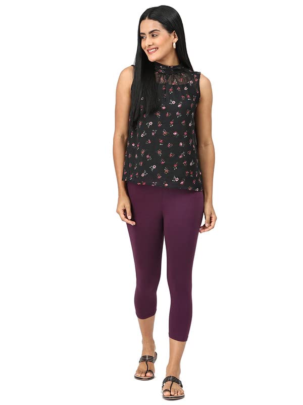Image of Robinbosky Premium Stretchable Cotton Capri Legging for Women | Suitable for Formal wear & Casual wear | High-End Elastic Makes. The Leggings Squat Proof and Durable for Travel, Yoga, & Workout.