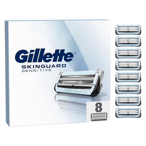 Gillette SkinGuard Sensitive Peau Sensible Recharges De Lames De Rasoir Homme 8 Recharges De Lames Nouvelle Bands Lubricant Compatible with Avec Manches Fusion