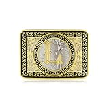 YOQUCOL Western Belt Buckle Initial Letters Cowboy Rodeo Black Gold Belt Buckles for Men Women('L')