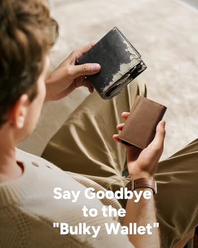 YESIIW Premium Genuine Leather Wallet for Men - Pop up Slim wallet for 7-9 Card Capacity | 1 ID Window | Cash Slot - Smart Mens Wallet Card Case with RFID Blocking - Thin, Front Pocket (Brown)4