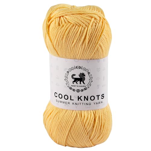 Image of NESTNHAVEN Polyester Blend Cool Knots, Hand Knitting Yarn (100G) - Luxury Yarn For Crochet, Amigurumi, Embroidery, Toys, Garments, Flowers And Hobby Projects (Yellow)