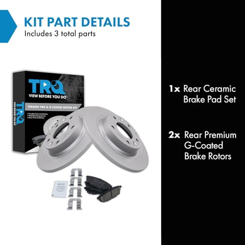 Image of TRQ Rear Brake Pad and Rotor Set Ceramic Coated Rotors Compatible with 2003 Mazda Protege