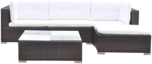 Festnight Poly Rattan Conservatory Patio Set Garden Sofa Set Brown 14 Piece