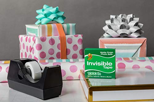 Duck Brand Matte Finish Invisible Tape Gift Wrap Dispenser 3-Pack, Clear, 0.75 x 300 Inches