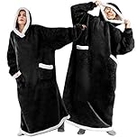 CASKIE One Piece Extra Long Hoodie Blanket for Women and Men, Oversized Fleece Wearable Sweatshirt for Adult, Super Warm Sherpa Hoodie, One Size XXXL