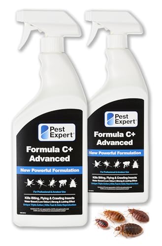 Pest Expert Bed Bug Killer Spray Treatment 2 x 1Ltr - Formula ‘C+’ Advanced Maximum Strength Bed Bug Spray, Fast-Acting & Long-Lasting Control, Professional Strength for Approved Amateur Use