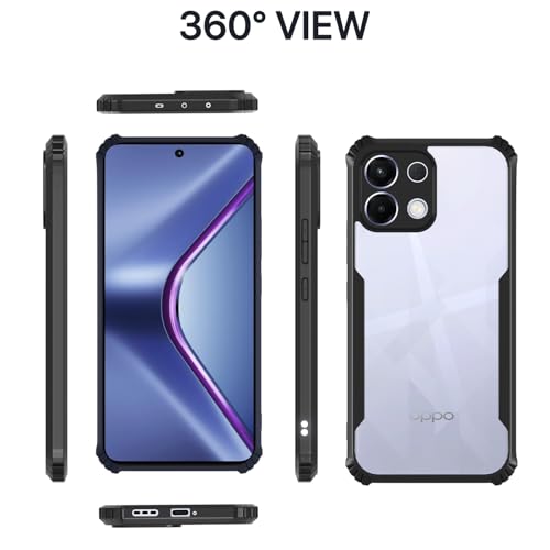 Image of Pikkme Back Cover for Oppo K13 5G | Ultra Hyrbid | Full Camera Protection | Raised Edge | Crystal Clear Transparent Bumper Case (Black)