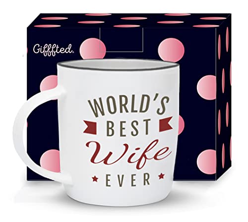 Triple Gifffted Worlds Best Wife Ever Mug For Greatest Women, Appreciation Gift, Romantic Birthday Gifts Ideas For Her From Husband, Anniversary, Valentines, Mothers Day Mugs, Christmas, Coffee Cup