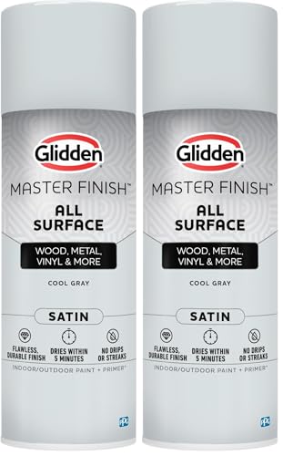 Image of Glidden Master Finish 12 oz. Satin Cool Gray Interior /Exterior All Surface Spray Paint and Primer (Pack of 2)