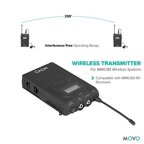 Movo Wtx8 48-Channel Uhf Wireless Bodypack Transmitter With Lavalier Microphone For The Wmic80 Wireless Microphone System #TOP2