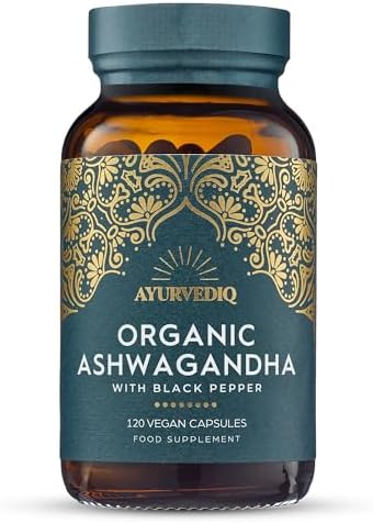 Organic Ashwagandha with Organic Black Pepper 650mg, 120 Capsules...