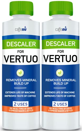 Descaling Solution for Nespresso Vertuo Machines. 2 bottles. 4 Uses. Specially formulated for Vertuoline and all Single Serve coffee machines