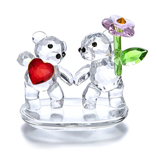 H&D HYALINE & DORA Ornement d'ours de Fleur d'amour en Cristal, Collection d'artisanat de Figurines en Verre taillé pour Cadeau de Dame Cover