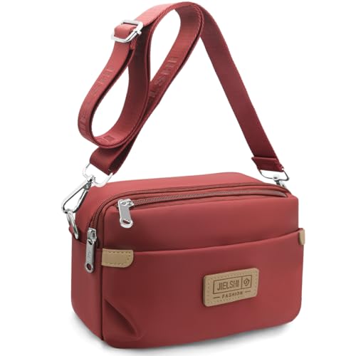 REETEE Bolso Bandolera Mujer Pequeño Bolso Cruzado Mujer Casual Impermeable Bolso Mujer Bandolera Bolso de Hombro Mujer con Correa Ajustable, Bolsos Crossbody Mujer para Viajar, Escuela (Vino tinto)
