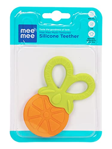 Image of Mee Mee Multi Textured Silicone Teether, Orange