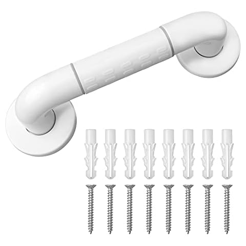 Bath Grab Rails with Anti-Slip Grip and Safety Luminous Circles, Bath Handle, Towel Holder with Stainless Steel Inner Tube, 30 cm, Sturdy Plastic Outer case, for Elderly, Inconvenient People, Kids Cover