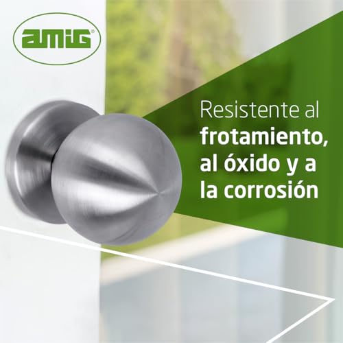 Miniatura 4 de Amig - Pomo De Puerta - Fabricado En Acero Inoxidable - Tirador: Ø70 Mm - Plateado - Resistente Al Frotamiento, Óxido Y Corrosión