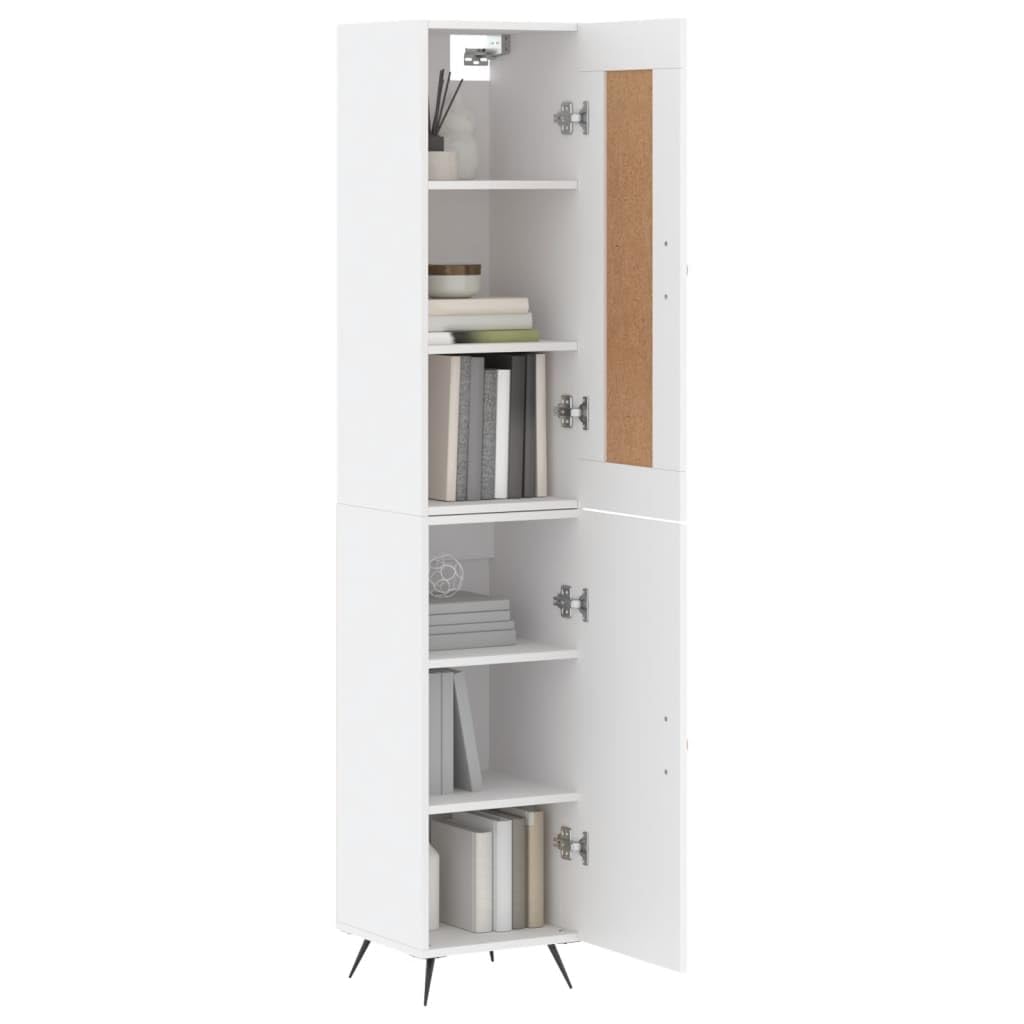 Highboard Weiß 34,5x34x180 cm Hochschrank Holzwerkstoff Metall