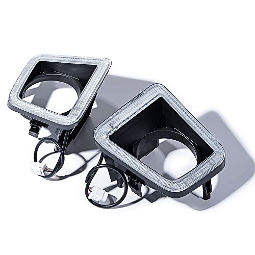 Anzios Compatible with Toyota Tundra 2014-2021 Amber White DRL Daytime Running Light Night Driving Fog Lamp Bezel Moulding Kit