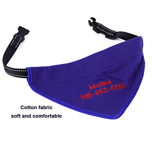 Personalized Dog Bandana Embroidered Name Custom Dog Scarf Cotton Breathable Puppy Kerchief with Adjustable Bib XS S M L for Small Large Dogs