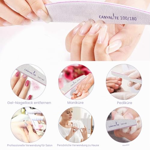Canvalite 10 Stück professionelle Nagelfeilen doppelseitig (100/180 Körnung) Nagelwerkzeug, Haustierpflege für Zuhause und Salon verwendbar