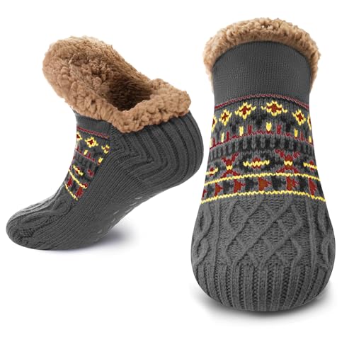 Image of Fluffy Fuzzy Slipper Socks with Grips for Women & Men for House | Unisex, Non-Slip, Thick Fleece Lined, Warm, Cozy, Sleeping, Winter, Cold Weather, Indoor Floor