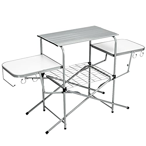 Outdoor Küche Camping Schränke Tragbarer Klappbarer Camping-Küchentisch Im Freien, Tragbarer Campingschrank Mit Haken Und Ablagefächern, 3-stöckiger Esstisch Aus Aluminium