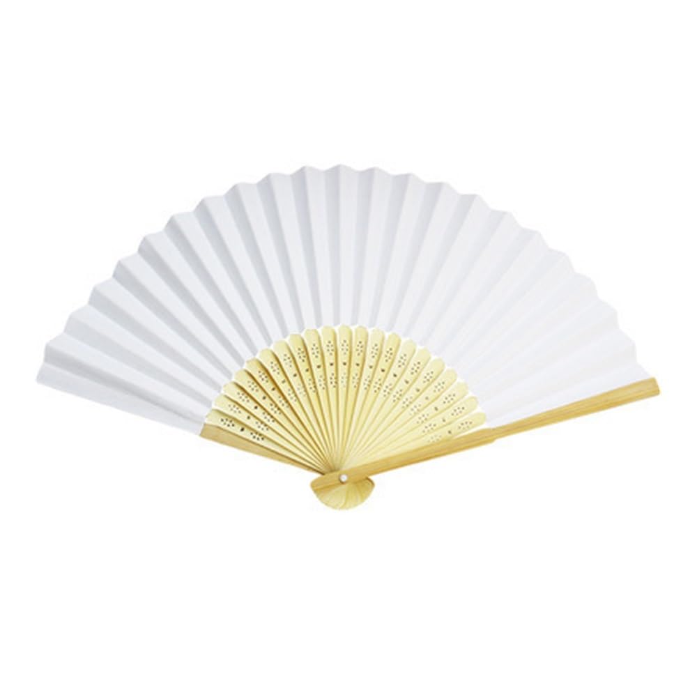 Jobaojiang Personalized Engraved White Folding Elegant Paper Fan With Bag Portable Supplies(WHITE,20pcs with bag)