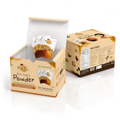 Image of Palm Era Palm Jaggery Powder Sachets, 30 Pack | Natural Sugar Sachet | AGMARK Certified | Low GI | Fermented | Unrefined Jaggery Sachet for Tea, Coffee & Travel